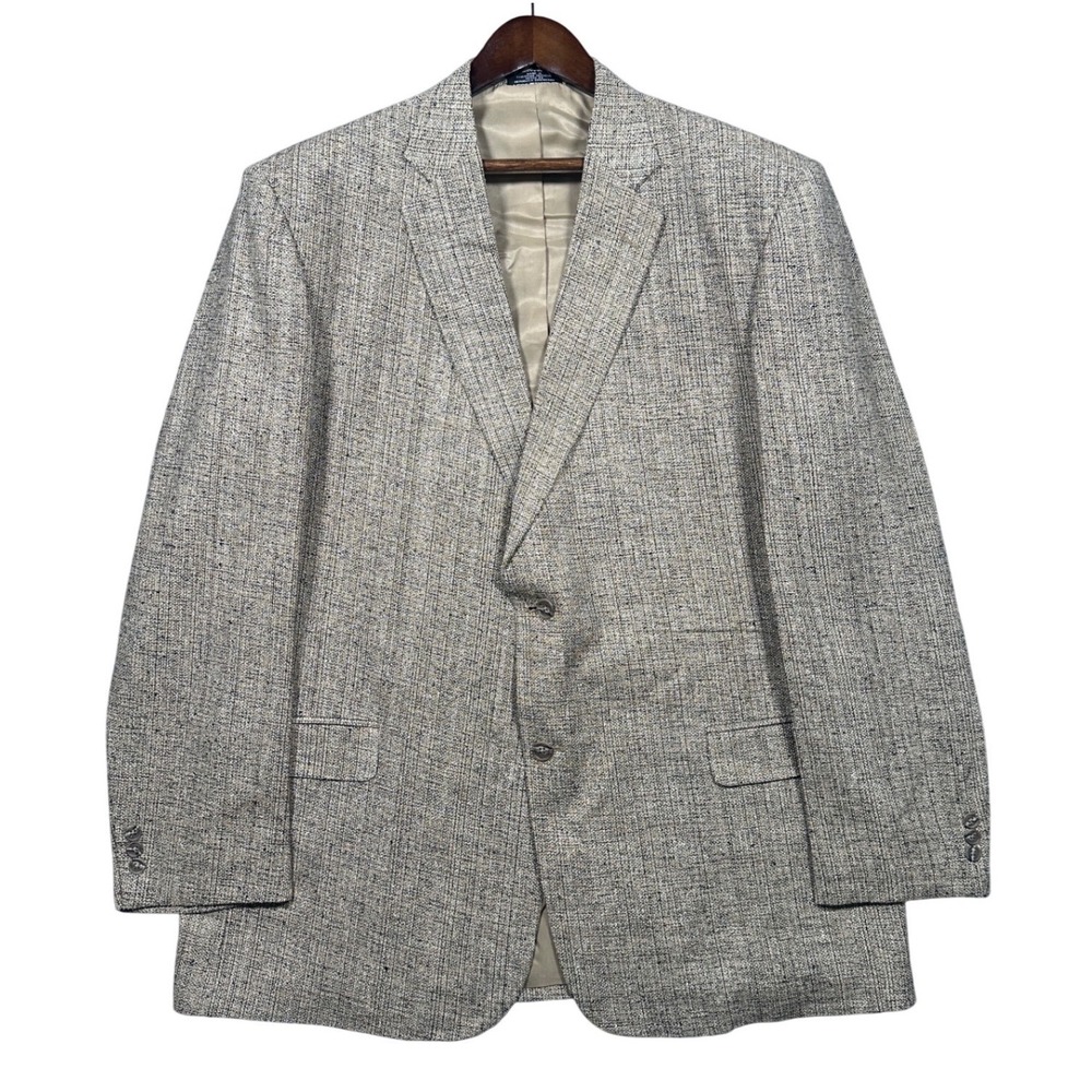 Vintage Irvine Park Blazer Mens 48R Beige Tan Textured Two‎ Button Sport Coat
